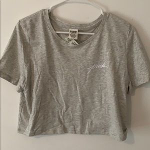 PINK grey marled crop top